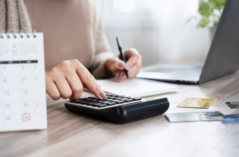 A hand in a calculator